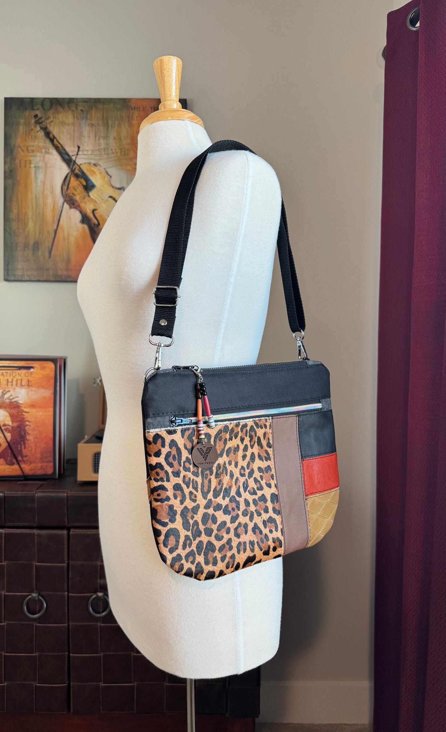 Leopard Print Leather Crossbody