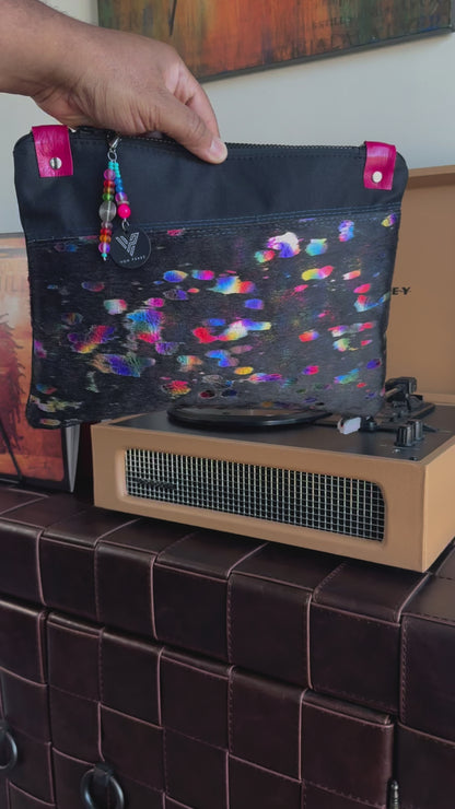 Black Rainbow Leather Large Clutch/Crossbody